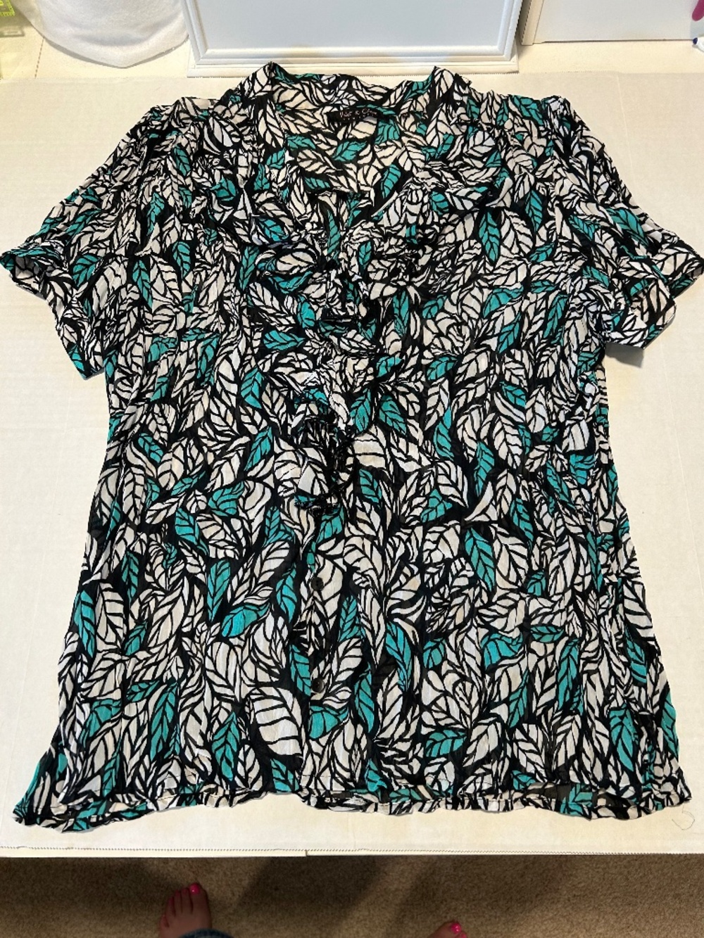 Violet & Claire Floral Ruffled Flutter Sleeves Blouse Size XL